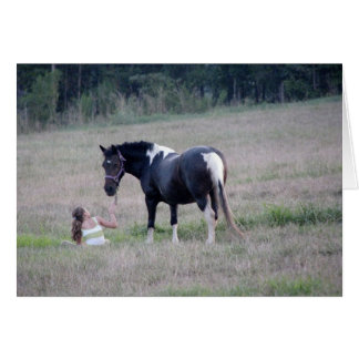 Cartão menina e cavalo