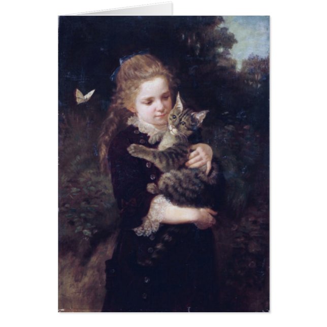 Cartão Menina e gato (Frente)