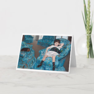 Cartão Menina em uma cadeira azul, Cassatt