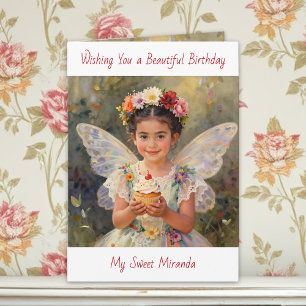 Cartão Menina Fada Doce Aniversário Personalizado