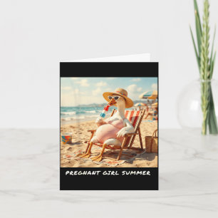 Cartão menina grávida verão ganso praia 