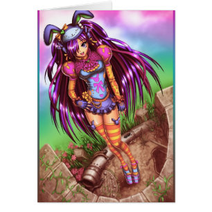 Cartão Menina japonesa do Anime da forma