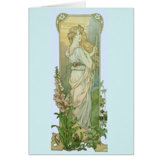 Cartão Menina loura no branco