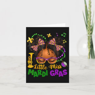 Cartão Menina Mardi Gras Afro Messy Bun Girls Kids N
