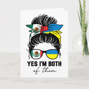 Cartão Menina Metade Mexicana Metade Ucraniana Bandeira M