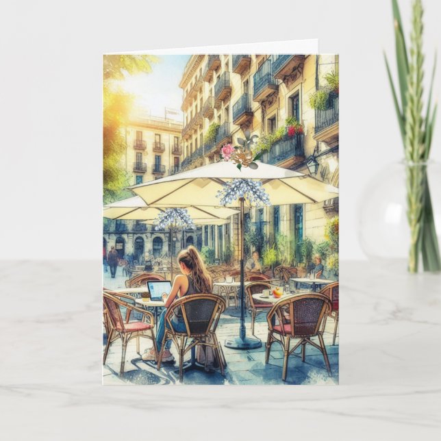 Cartão Menina na escola (Frente)