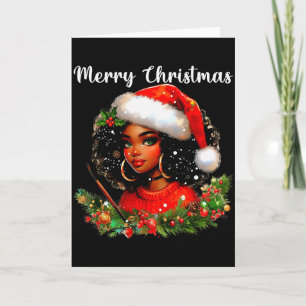 Cartão Menina negra africana engraçada Natal americano Me