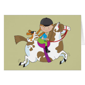 Cartão Menina no cavalo