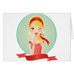 Cartão Menina no vermelho