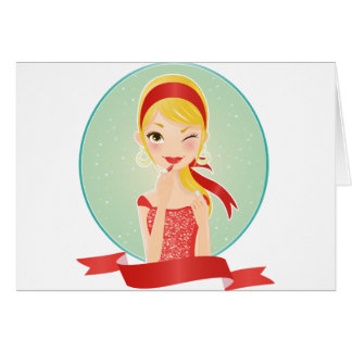 Cartão Menina no vermelho