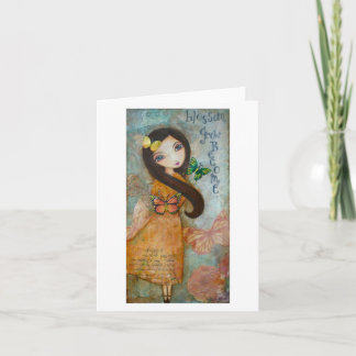 Cartão Menina Notecard da arte da borboleta
