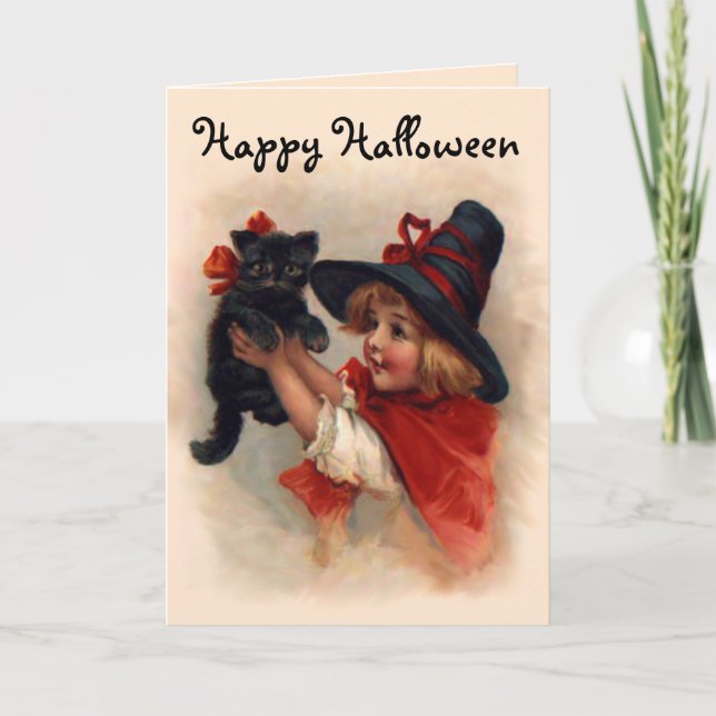 Cartão Menina pequena da bruxa (Frente)