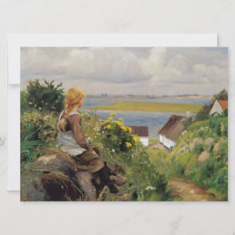 Cartão Menina perdida em pensamento