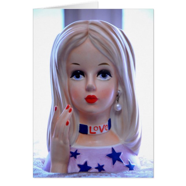 Cartão Menina principal do Hippie do vaso do amor Groovy! (Frente)