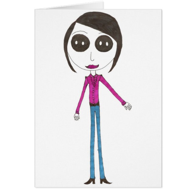 Cartão Menina principal grande do botão (Frente)