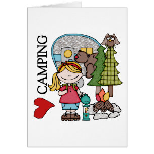 Cartão Menina que do cabelo louro eu amo acampar