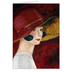 Cartão Menina rujindo do Flapper do 1920 dos anos 20 em