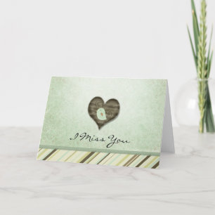 Cartão Menina Verde Bird Heart