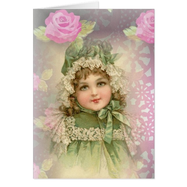 Cartão Menina Verde-Eyed (Frente)