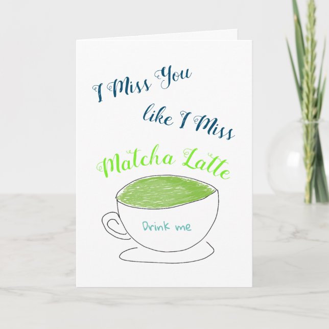 Cartão Menina Você gosta de Matcha Latte (Frente)