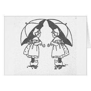 Cartão Meninas 2 do guarda-chuva