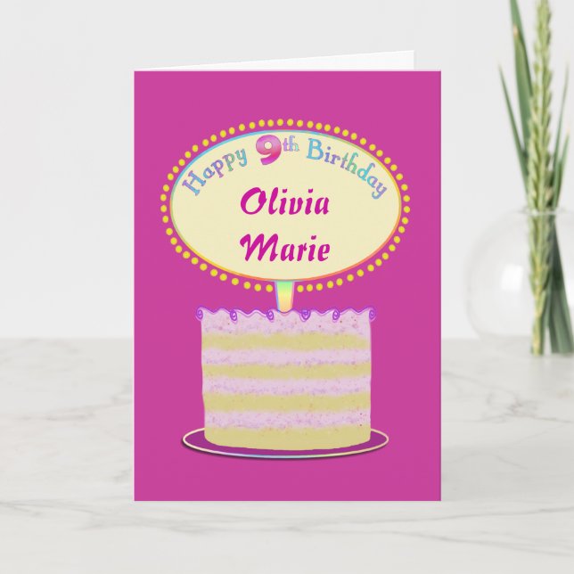 Cartão Meninas Bonitas 9.º Aniversário Personalizam (Frente)