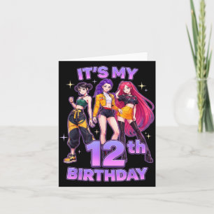 Cartão Meninas de 12 anos de idade fazendo aniversário K 