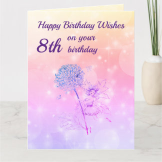 Cartão Meninas Feliz 8.º Aniversário Saudação