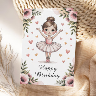 Cartão Meninas Fofas Bailarina Personalizada Aniversário
