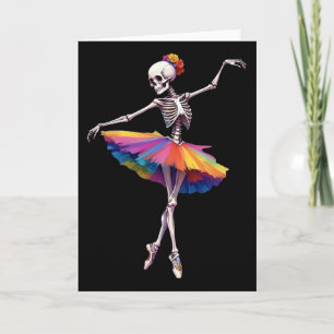Cartão Meninas Halloween Dançando Esqueleto Rainbow Lle