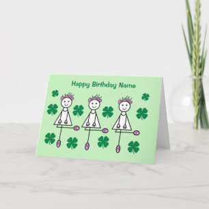 Cartão Meninas Irlandesas Dançando Festa de Aniversário