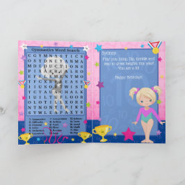 Cartão Meninas loiras ginástica em busca de palavras Feli