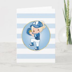 Cartão Meninas louras Softball Azul
