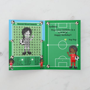 Cartão Meninas Negras Soccer Word Busca Feliz Aniversário