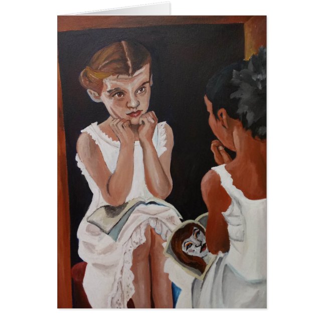 Cartão Meninas no Notecard Espelho (Frente)