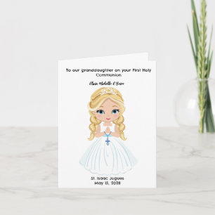 Cartão Meninas Personalizadas Primeira Comunhão Sagrada