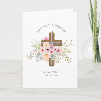 Cartão Meninas Pink floral BAUTIZO Baptism Bautismo Nomea
