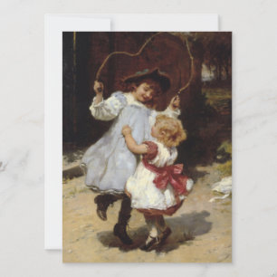 Cartão Meninas pulando com corda pulando