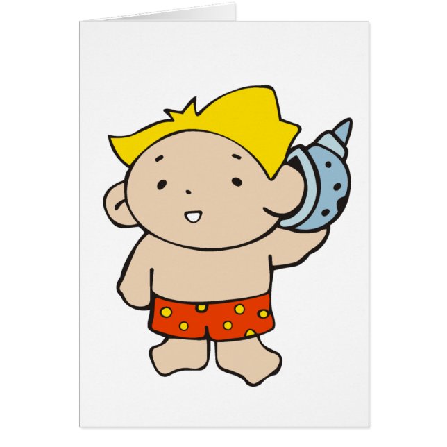 Cartão Menino com Seashell (Frente)