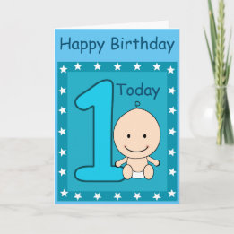 Cartão Menino de 1º Aniversário Personalizado