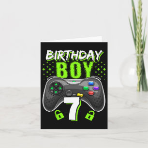 Cartão Menino de 7 anos Controles de Video Game Gamer Ani