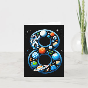 Cartão Menino de 8 Anos Astronauta do Espaço Exterior Ani