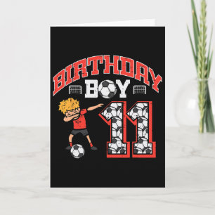 Cartão Menino de Aniversário 11 Futebol Dab 11 Anos Bday 