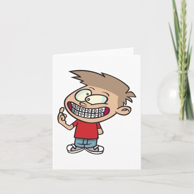 Cartão Menino de desenho animado engraçado com sorriso de (Frente)