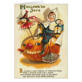 Cartão Menino de Fantasia Abóbora Jack O' Lantern Maçã