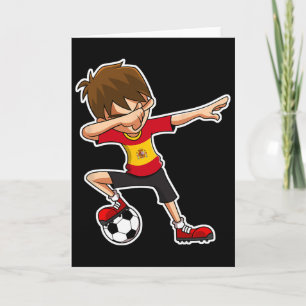 Cartão Menino de Futebol Dabbing Camisa da Espanha, Crian