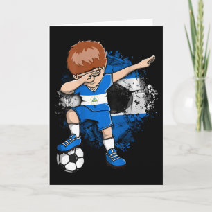 Cartão Menino de Futebol Dabbing Camisa da Nicarágua Pé d