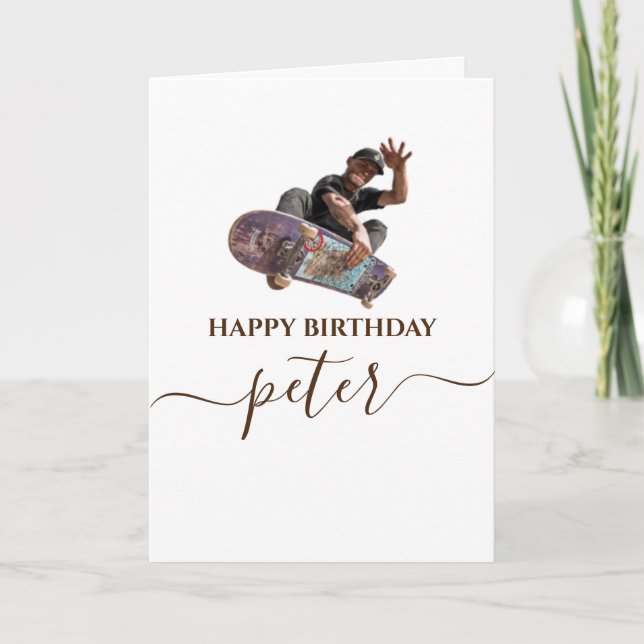 Cartão Menino de Skate Feliz Aniversário (Frente)