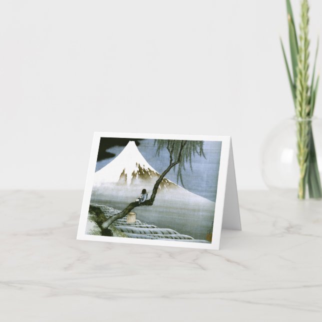 Cartão menino do 北斎 & belas artes do Mt Fuji (Frente)