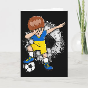 Cartão Menino do Futebol Dabbing - Camisa da Ucrânia Pé U